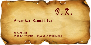 Vranka Kamilla névjegykártya